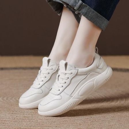 2.5CM百搭小白鞋女春夏新款平底单鞋舒适防滑百搭运动休闲板鞋女.