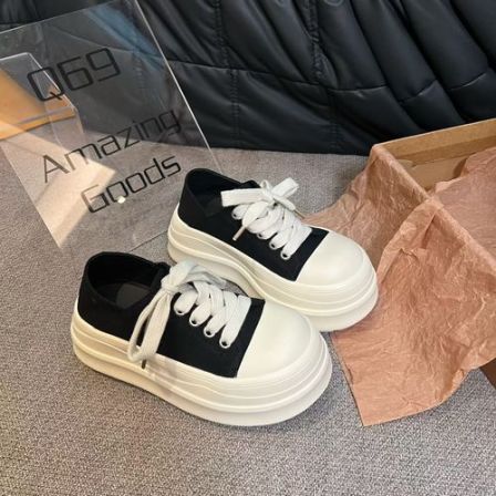 广州欧货【叠层】早春新款6cm系带学院百搭松糕鞋ins8089-70