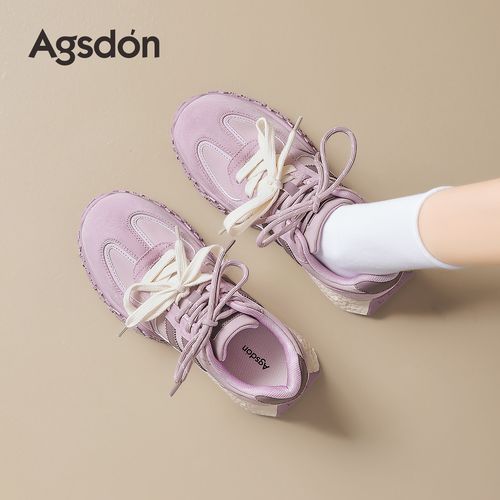 奥古狮登厚底德训鞋女2026新款春季紫色芭蕾休闲百搭跑步运动鞋子主图