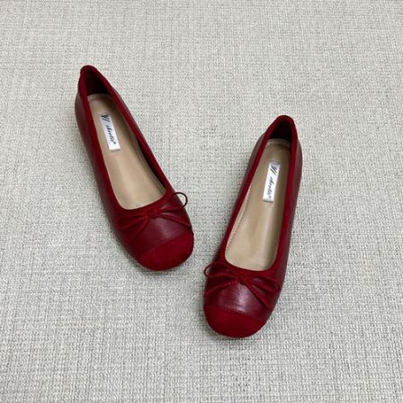 羊皮版~法式复古内增高芭蕾舞单鞋女蝴蝶结一脚蹬小个子浅口单鞋