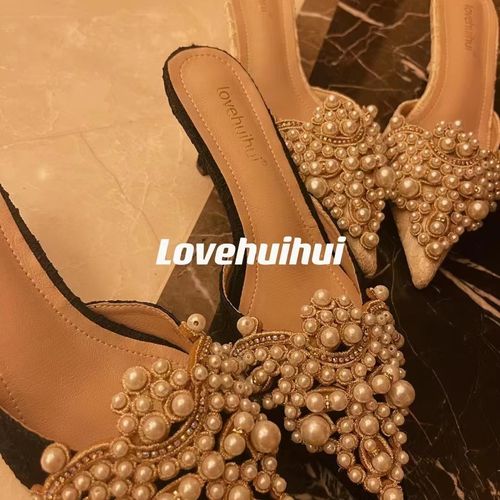  lovehuihui纯手工定制珍珠5cm高跟鞋主图