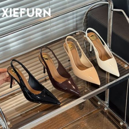 XIEFURN/鞋夫人法式尖头细跟高跟鞋黑色女2026新款时髦浅口单鞋