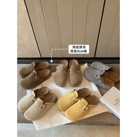 【限100双】葡萄妈studiolee 增高4cm 芒果头扣带厚底勃肯半拖鞋女