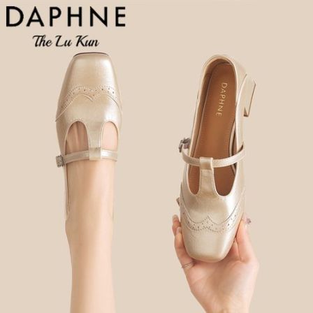 达芙妮复古粗跟丁字扣带单鞋女2026新款韩版小皮鞋英伦风玛丽珍鞋