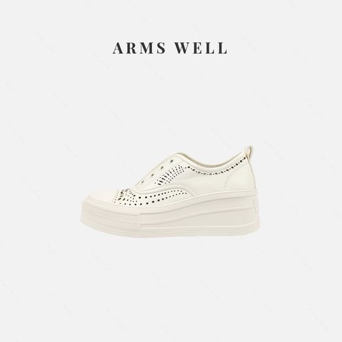 ARMS WELL王囡囡 米白色镂空洞洞休闲鞋（跟高:5.5cm）S696主图