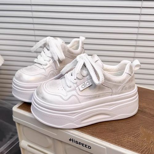 2026早春新款休闲风松糕鞋小个子7CM厚底小白鞋女增高百搭板鞋潮主图