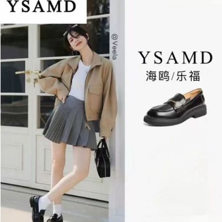 真皮乐福鞋女2026新一脚蹬粗跟圆头单鞋百搭英伦风小皮鞋