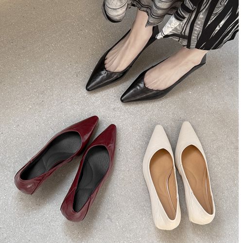 春季法式极简风尖头浅口低跟气质时尚通勤百搭女单鞋主图