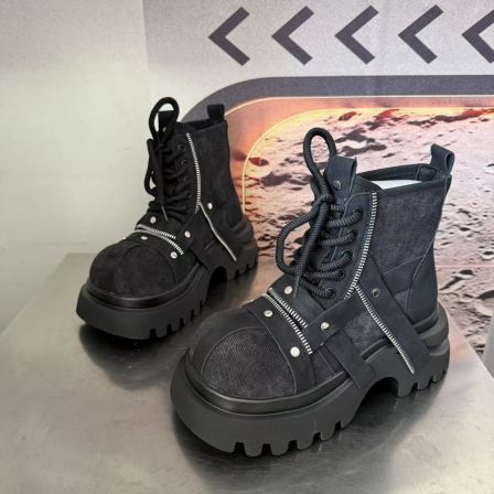 1819-1新款2025精品百搭潮流马丁靴中筒烟筒黑色女士