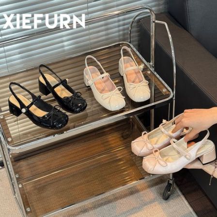 XIEFURN/鞋夫人蝴蝶结玛丽珍鞋女2026新款芭蕾风粗跟气质浅口单鞋