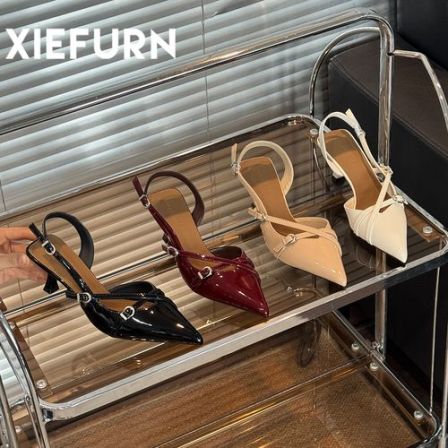 XIEFURN/鞋夫人尖头细跟一字扣带高跟鞋女2026新款法式气质凉鞋