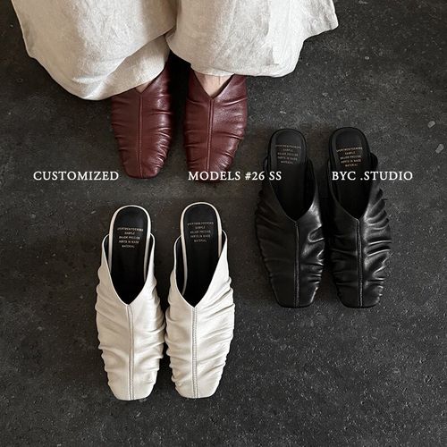 平跟女包头拖春夏套脚防滑透气日常2026春季软面皮半拖鞋主图