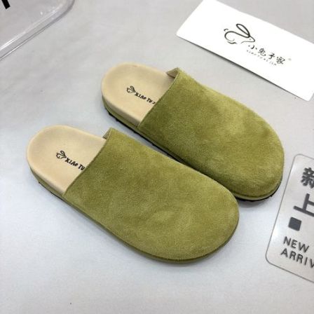 广州欧货【日光麦浪】早春4cm勃肯圆头洋气轻奢纯色包头拖668-11