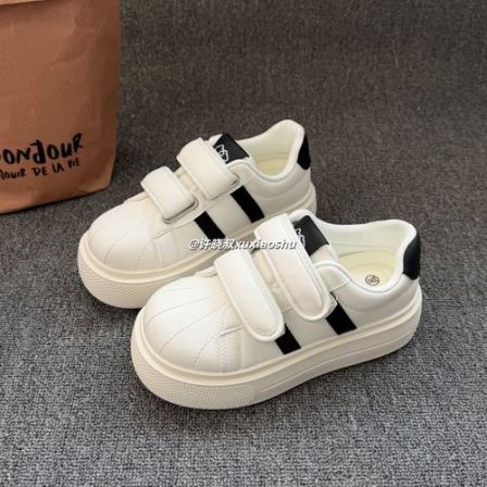 厚底丑萌魔术贴板鞋女2026新款小众潮流爆款小白鞋春季百搭面包鞋