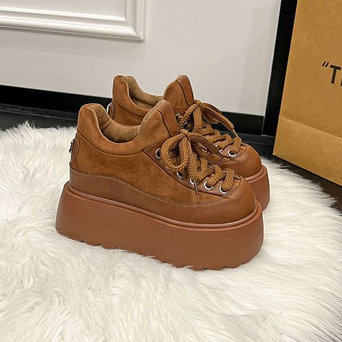 加绒勃肯鞋9cm内增高女鞋2026新款爆款冬季厚底松糕小个子乐福鞋主图