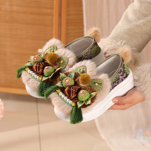 春季新款国潮复古厚底民俗风布鞋民族风成人虎头鞋手工绣花鞋女鞋主图