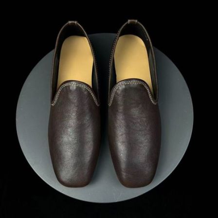 头层牛皮乐福鞋女简约复古风平底软底舒适透气吸汗真皮女鞋手工鞋