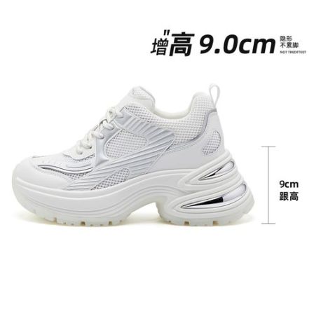 2025春夏新款厚底低帮内增高老爹鞋网面透气运动休闲鞋女百搭夏季