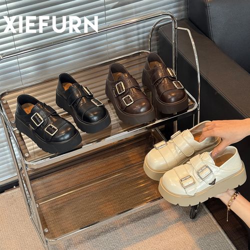 XIEFURN/鞋夫人厚底乐福鞋女2026新款春英伦增高鞋爆款小皮鞋单鞋主图