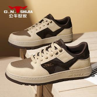 男鞋2026新款透气休闲潮鞋厚底百搭拼色复古运动板鞋男士主图