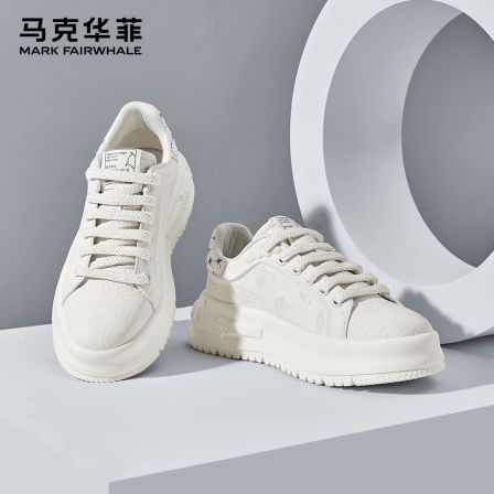 马克华菲男鞋2026新款男士白色厚底休闲板鞋男款潮流百搭增高鞋子