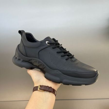 男士厚底透气百搭休闲皮鞋系带商务通勤舒适男鞋黑色真皮低帮男鞋