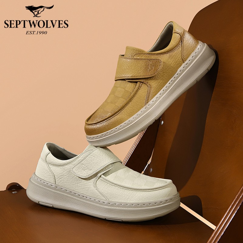 七匹狼男鞋爆款2026新款春季免系带舒适百搭英伦时尚男士休闲皮鞋主图