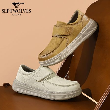 七匹狼男鞋爆款2026新款春季免系带舒适百搭英伦时尚男士休闲皮鞋