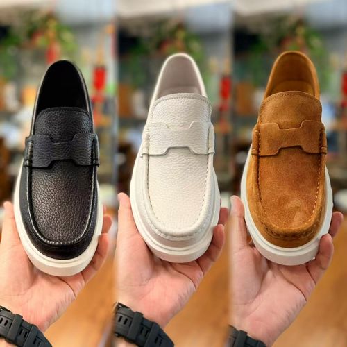 52356欧货春夏厚底轻便百搭一脚蹬男士休闲皮鞋黑色主图