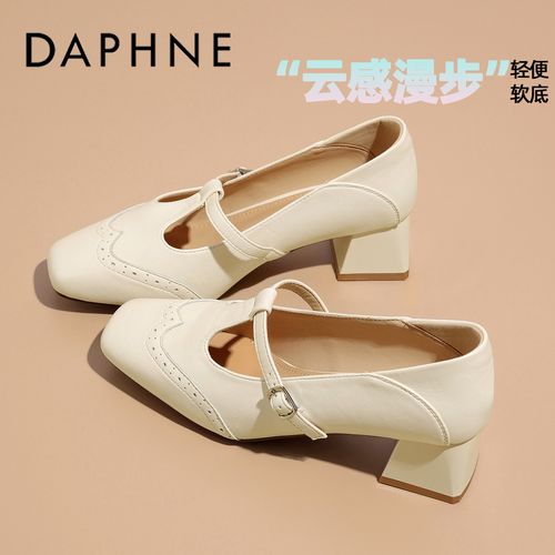 达芙妮法式复古玛丽珍鞋女款2026春季新款真皮软底方头一字带单鞋主图