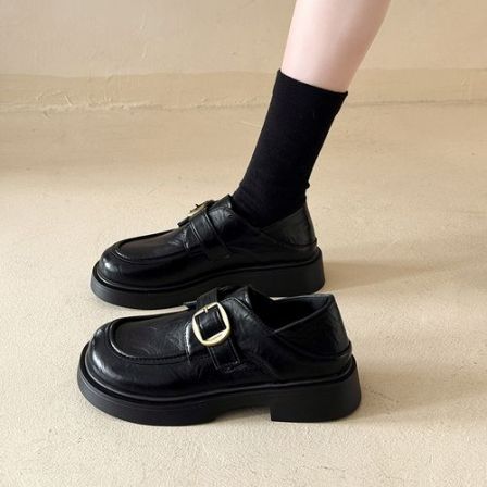 复古乐福鞋女2026新款春秋季时尚鞋子黑色厚底鞋百搭英伦风小皮鞋