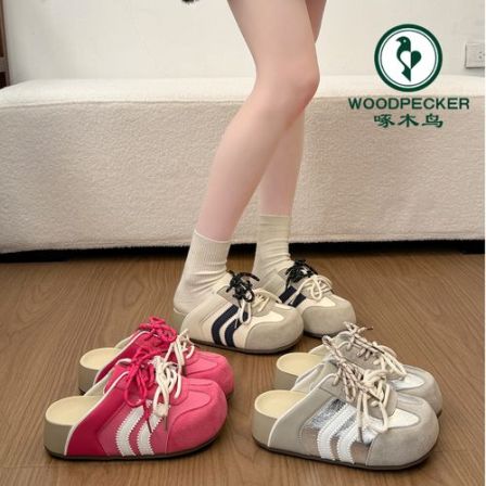 啄木鸟厚底包头拖鞋女外穿2026春季新款系带增高勃肯鞋百搭德训鞋