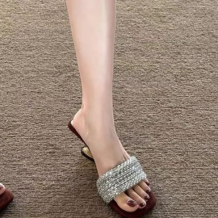 气质高跟凉拖鞋女2026新款超火水砖一字拖凉鞋女夏季外穿爆款女鞋