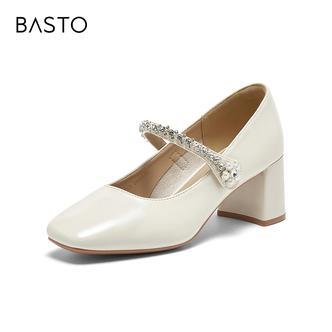 百思图2025秋季新款商场同款玛丽珍鞋时尚复古方头女单鞋W0753CQ5