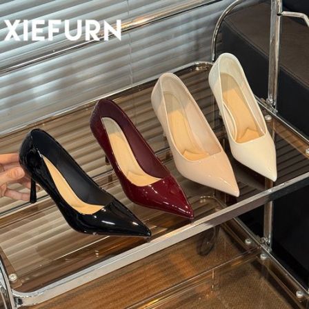 XIEFURN/鞋夫人高跟鞋黑色女2026新款尖头细跟浅口单鞋女气质百搭