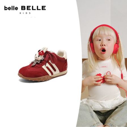 百丽撞色跑道阿甘德训鞋童鞋2025冬新商场同款加绒休闲鞋62623D85