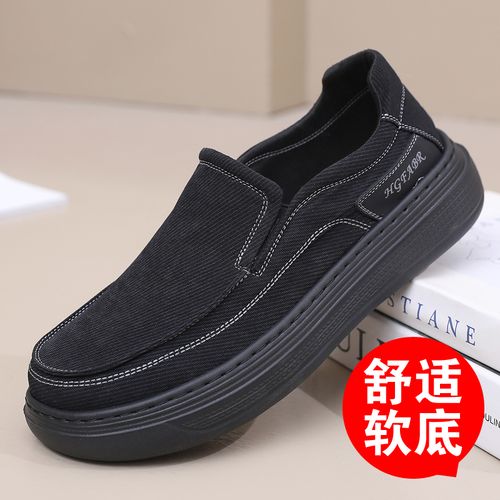 老北京布鞋男款春秋鞋加绒保暖宽脚男鞋厚底休闲男士软底防滑轻鞋主图