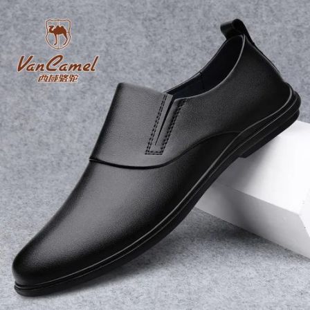 西域骆驼男鞋秋季新款商务休闲皮鞋男软皮皮鞋软底舒适中年一脚蹬