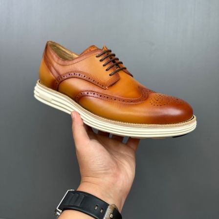 2026春季新款男士英伦商务休闲皮鞋舒适轻便软底真皮布洛克雕花男