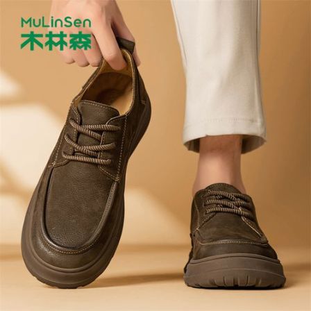 木林森男鞋2026新款春季爆款真皮英伦休闲皮鞋男士开车工作潮鞋