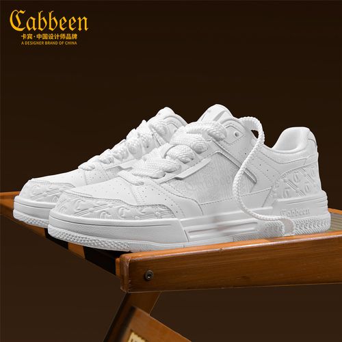 卡宾男生潮款鞋子民族风织唛徽标增高运动板鞋男款春季新款小白鞋主图