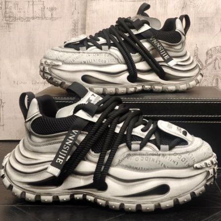 新款男士透气缓震厚底增高复古做旧时尚百搭老爹鞋时尚休闲运动鞋