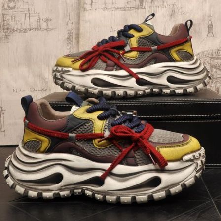 安哥拉红色男士时尚百搭厚底内增高透气老爹鞋时尚休闲运动潮鞋子