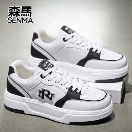 森马冬季新款低帮男鞋厚底增高系带简约板鞋休闲运动时尚百搭潮鞋