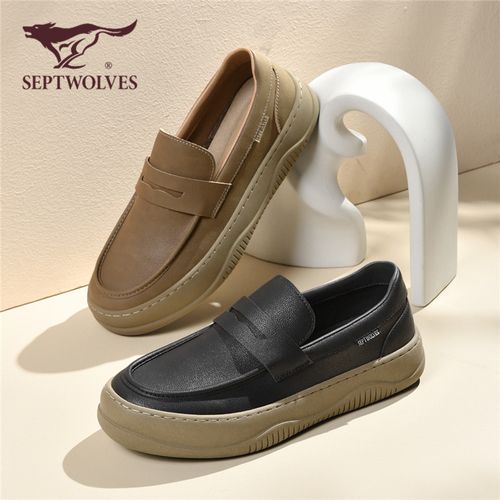 七匹狼男鞋2026春季新款百搭休闲皮鞋懒人一脚蹬时尚潮流软底板鞋主图
