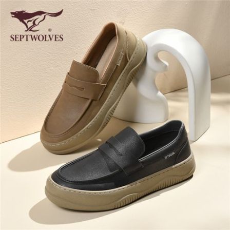 七匹狼男鞋2026春季新款百搭休闲皮鞋懒人一脚蹬时尚潮流软底板鞋