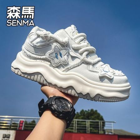 男鞋春季透气小众原创学生休闲运动厚底星星面包板鞋2026新款