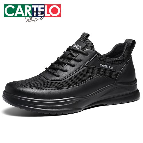 卡帝乐鳄鱼透气皮鞋男2026年百搭增高真皮牛皮黑色时尚商务休闲鞋主图