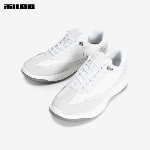 官方男鞋 免系带男士休闲鞋春夏低帮织物拼接牛皮革百搭男鞋主图