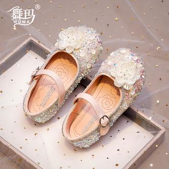 女童鞋儿童公主水晶鞋2024新款秋季小女孩秋款亮片走秀皮鞋432161主图